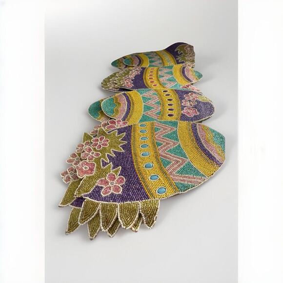 Easter Egg Table Runner Beaded 13 x 36 In Holiday Home Decor Kitchen - Picture 2 of 11